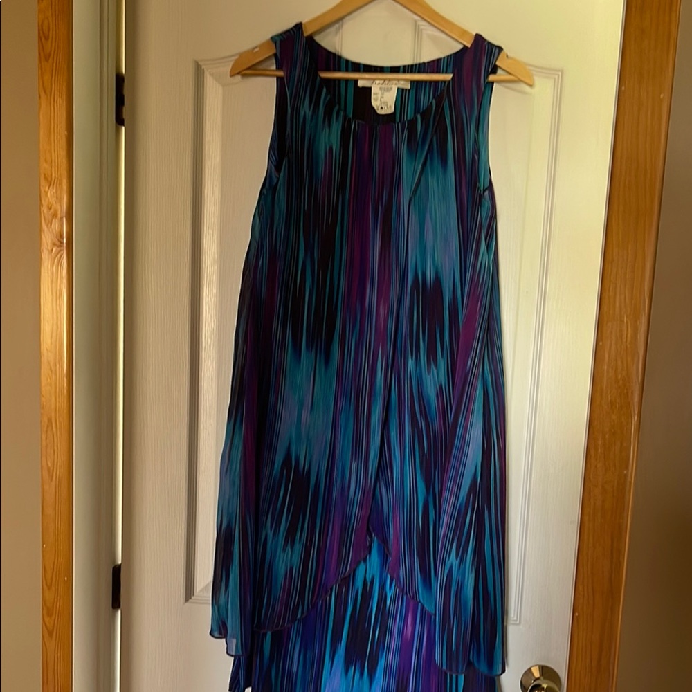 Elegant Blue and Purple Sleeveless Dress